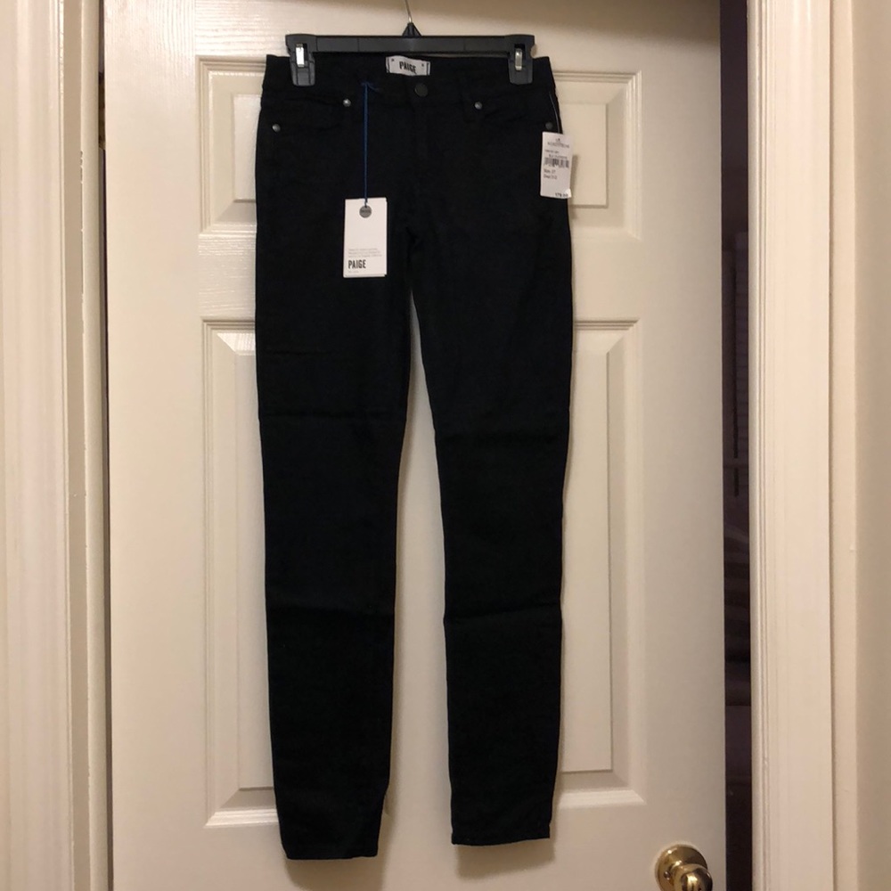 Paige Stretch Skinny Jeans- Black Overdye awash